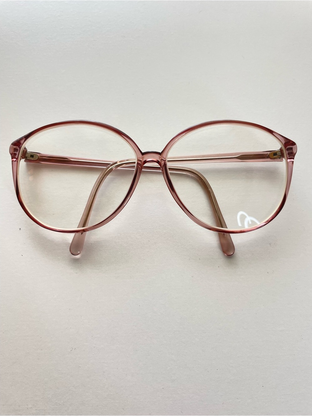 Vintage 80s Oversized Pink Round Plastic Eyeglass Frame Women's Glasses